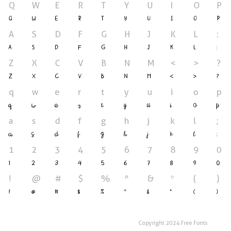 Character Map of Thankful SUNDAY Regular