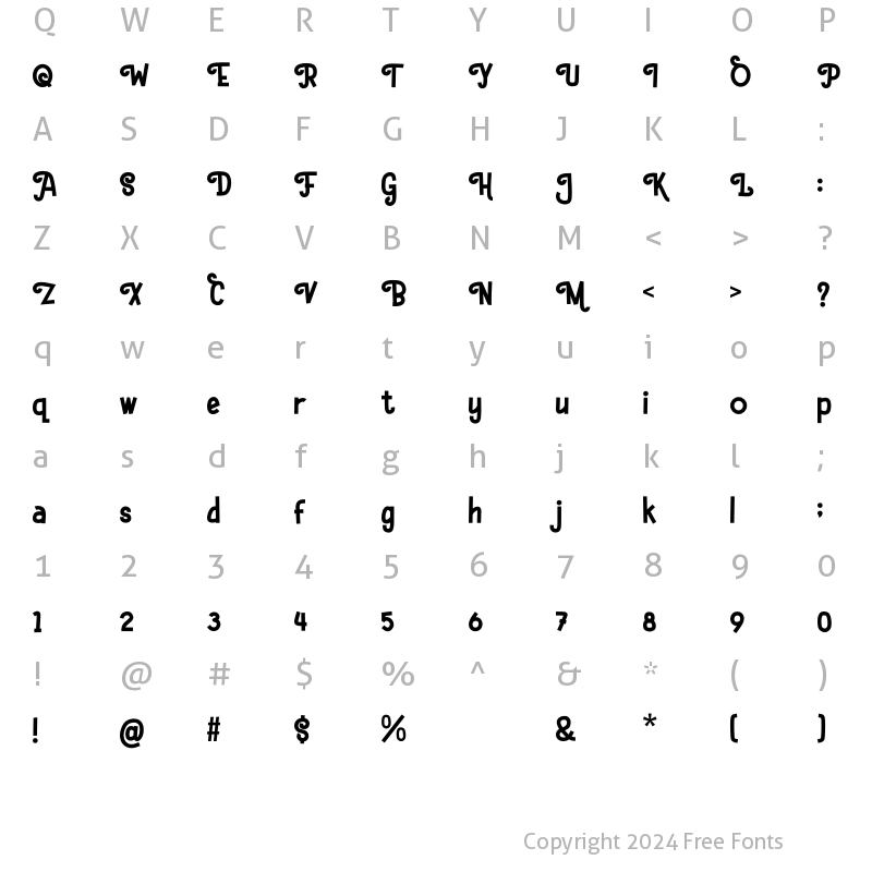 Character Map of Thankies Regular