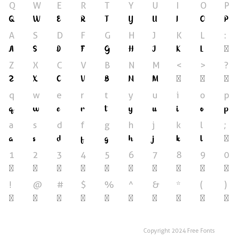 Character Map of Thanklett M Regular