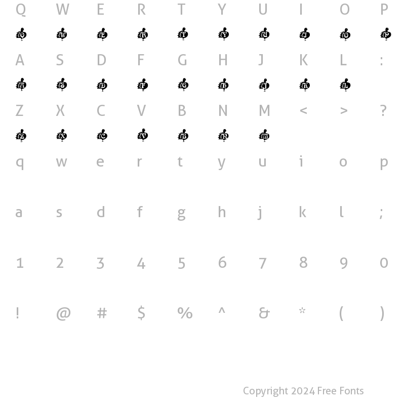 Character Map of thanks1 Regular