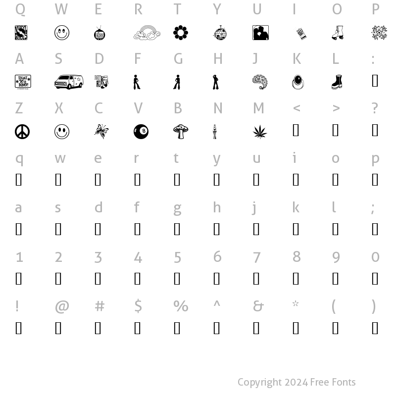 Character Map of That 70's Ding! BV Regular