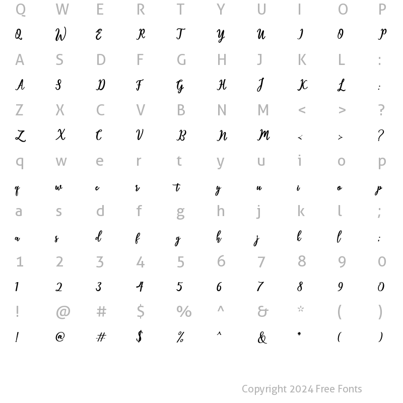 Character Map of Thatcher Regular