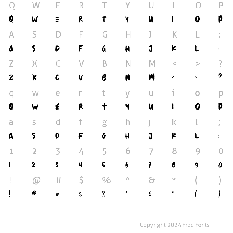 Character Map of The Absolute Brush Regular