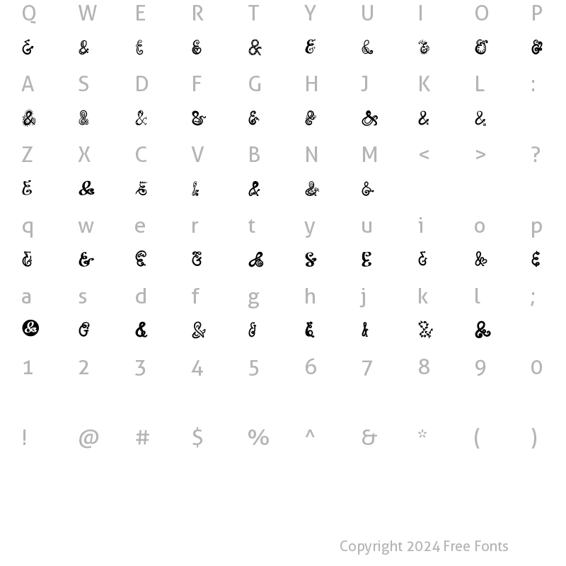 Character Map of The Ampersand Story Regular