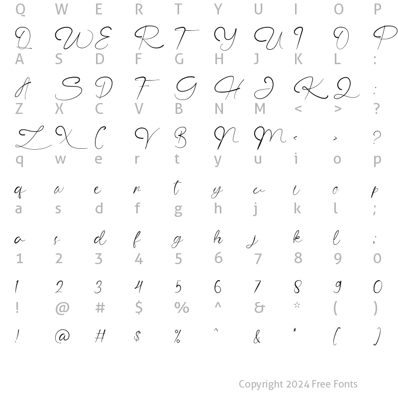 Character Map of The Angellica Regular