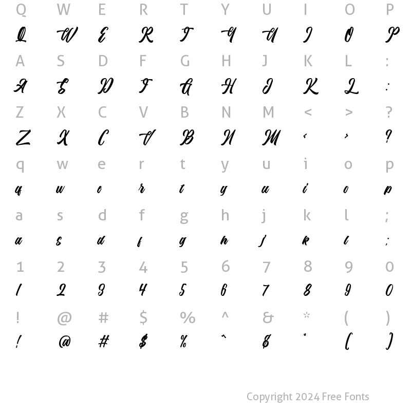 Character Map of The Anthelope Regular