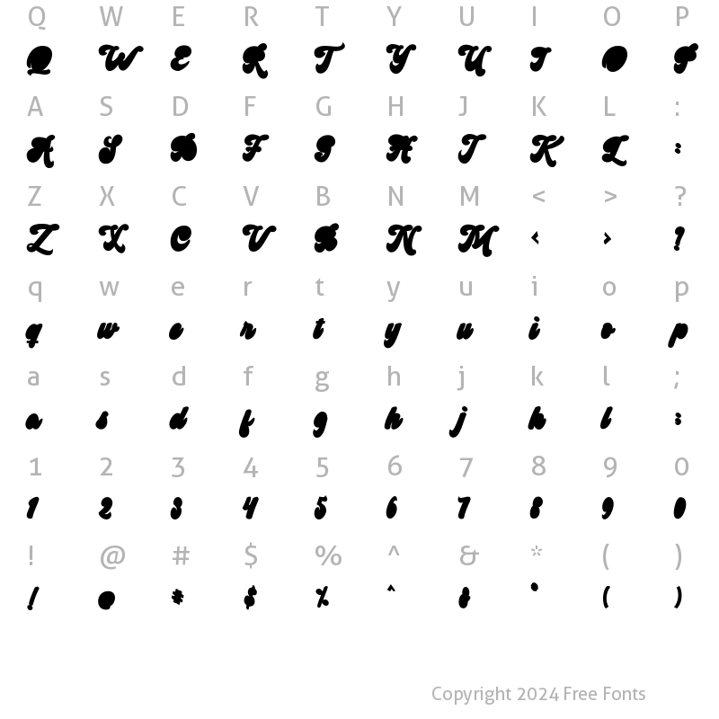 Character Map of The Artmars Script Extrude Regular