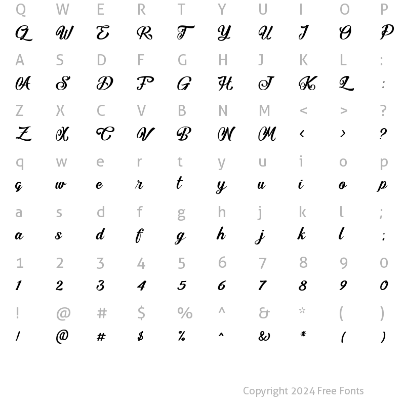 Character Map of The Athalita Regular