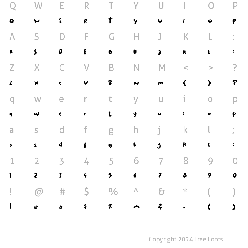 Character Map of The Baby Moon Regular