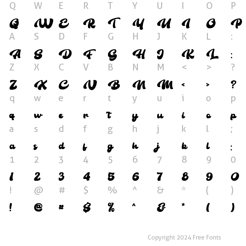 Character Map of The Bambank Script Regular