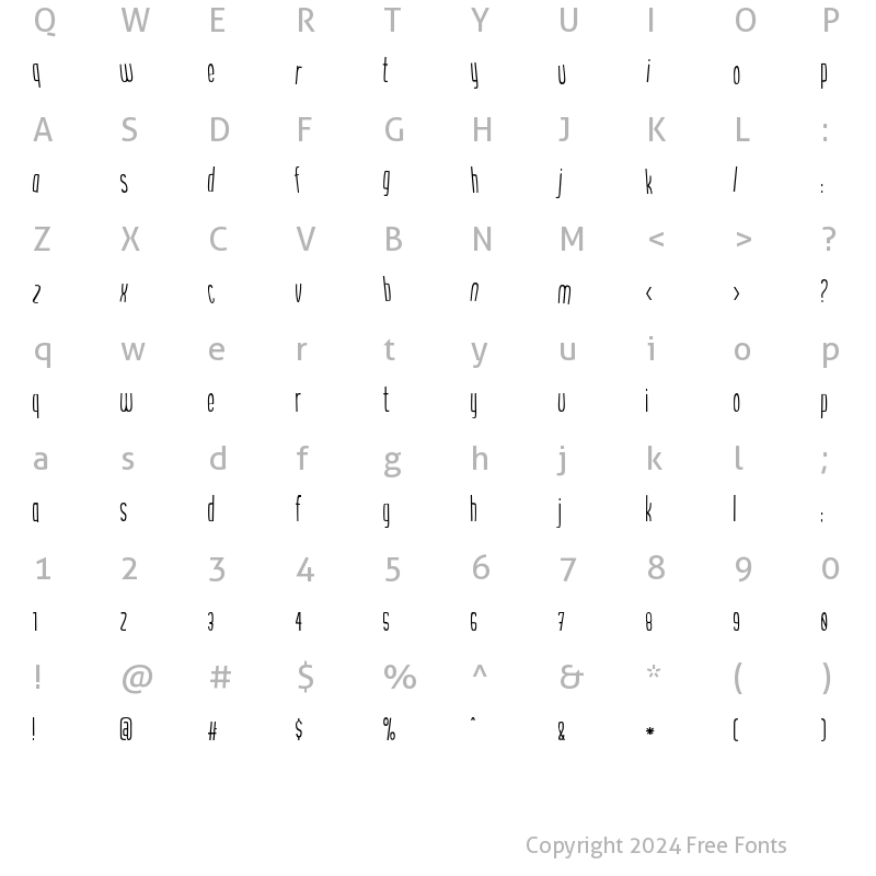 Character Map of the bends Regular