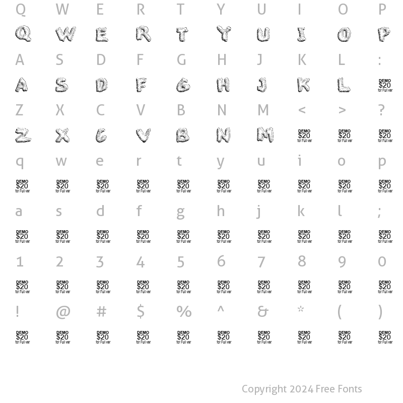 Character Map of The Blob Demo Regular