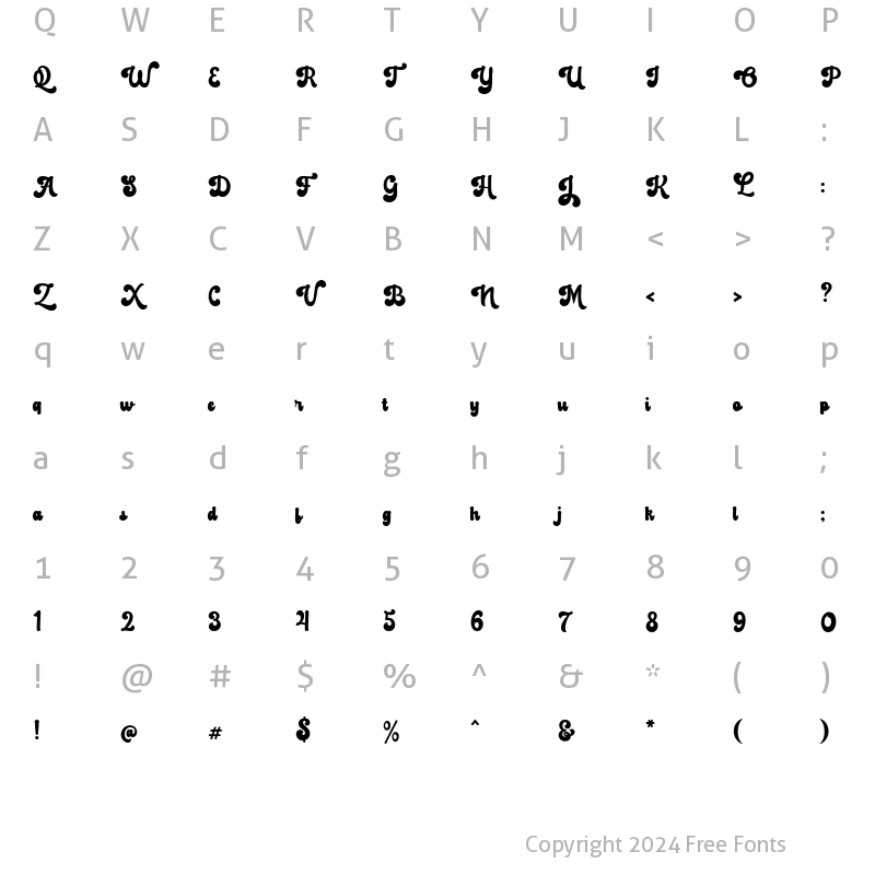 Character Map of The Boldstyle regular