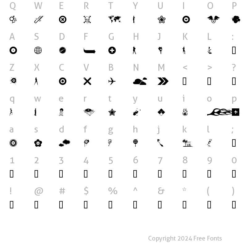 Character Map of the B.O.M.B. (Best Of Magurno Brushes) Regular