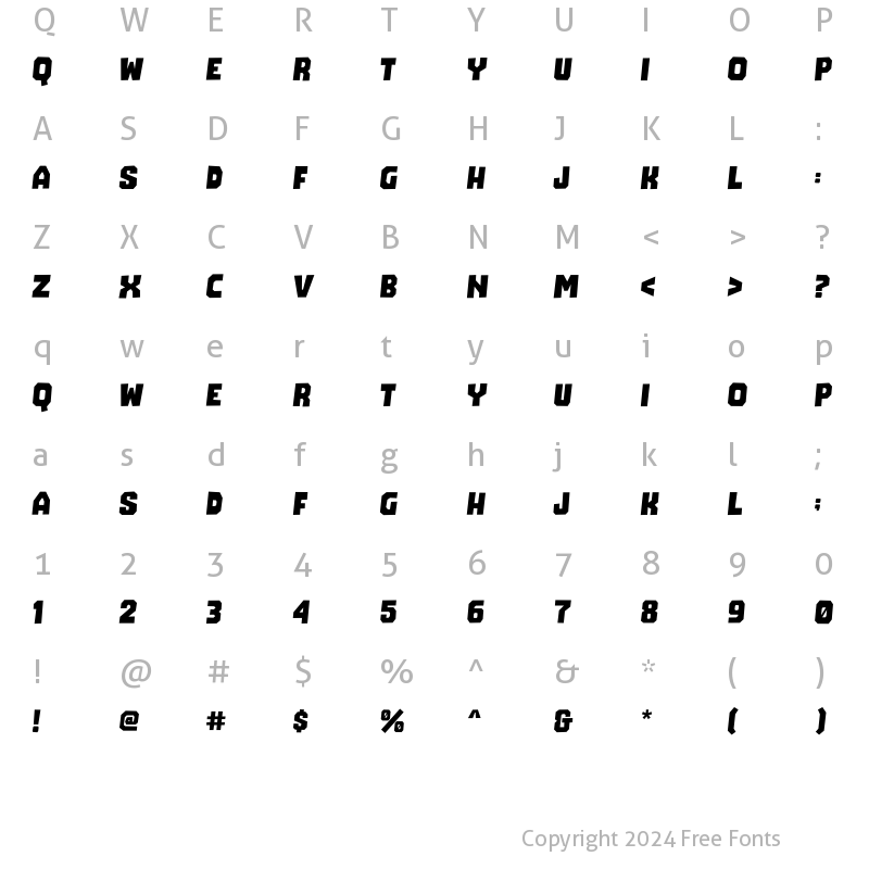 Character Map of The Bomb Sound Italic