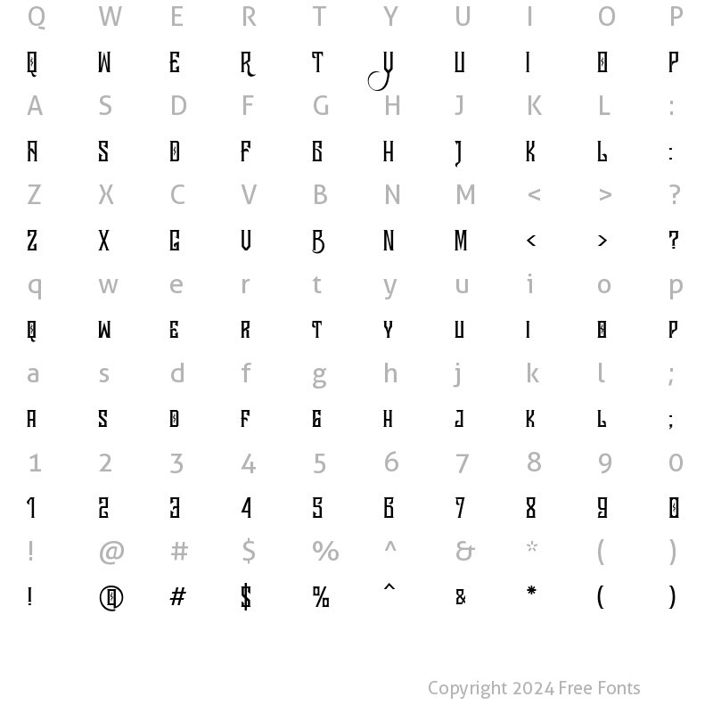 Character Map of the Brandal Regular