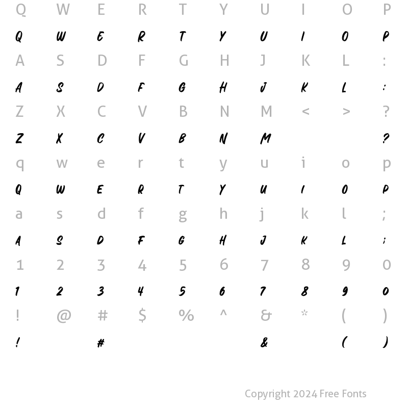 Character Map of The Brown Fox Regular