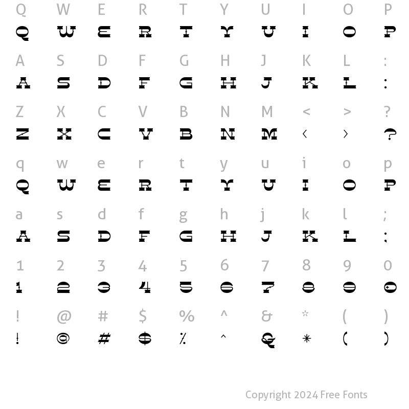 Character Map of The Buckarooz Regular