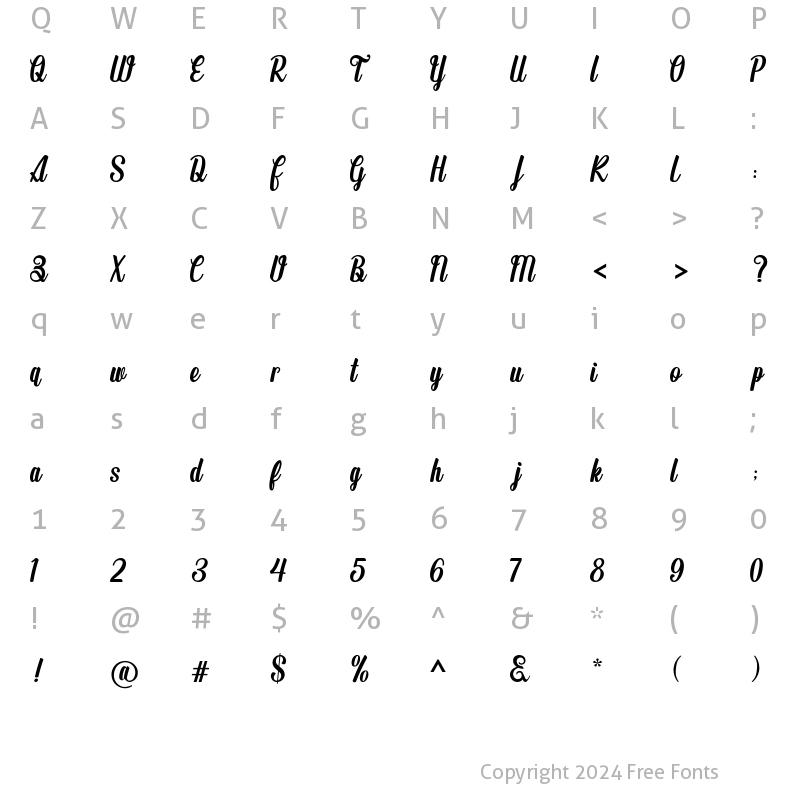 Character Map of The Butterplay Regular