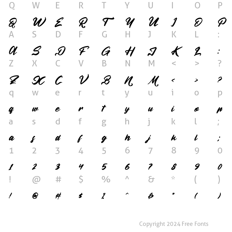 Character Map of The California Hustle Italic