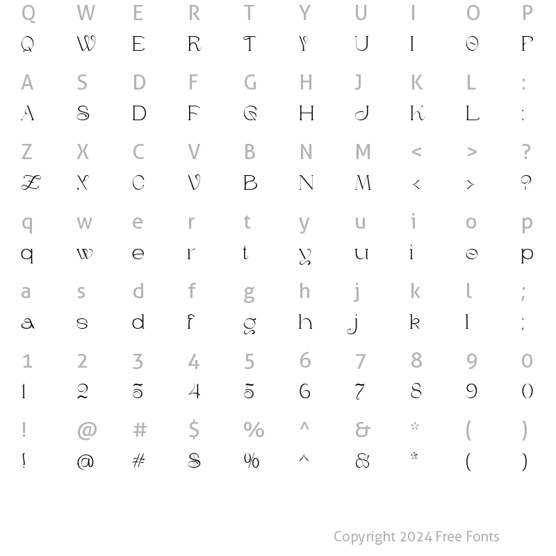 Character Map of The Calonue Regular