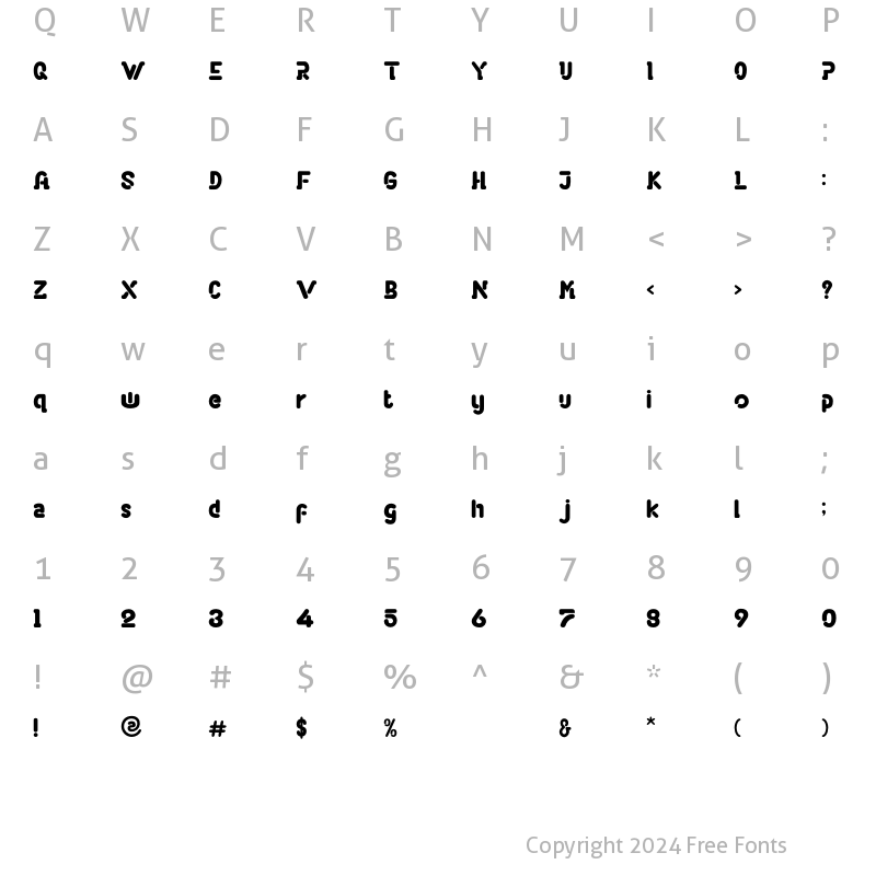 Character Map of THE CALVIR Regular