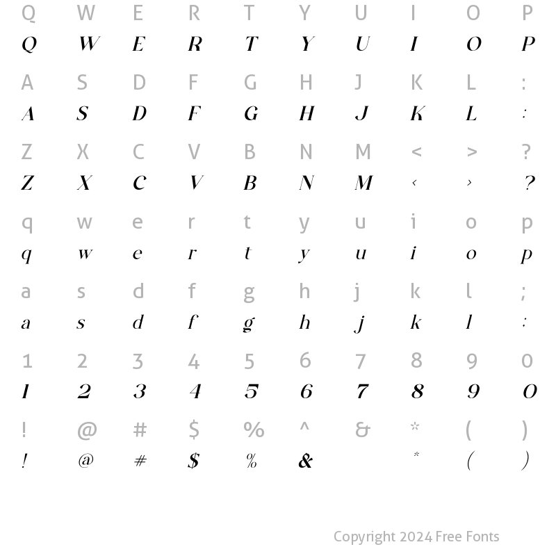 Character Map of The Castle Elizah Italic