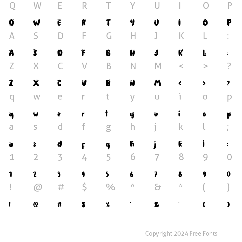 Character Map of The Coconut love Regular