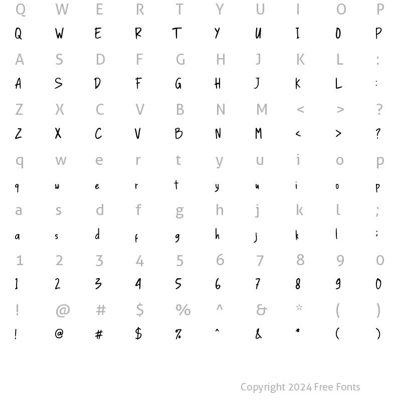 Character Map of the Comic Struves Regular