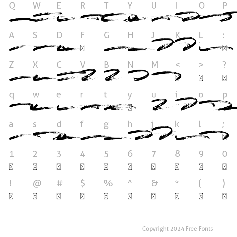 Character Map of The Cosmig Swash Regular