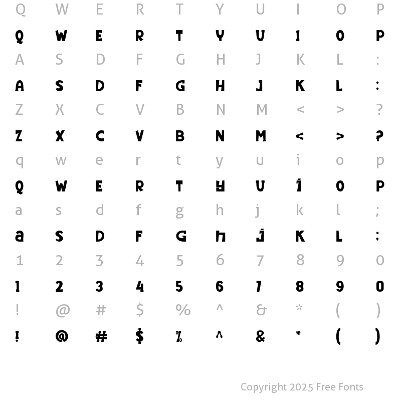 Character Map of the crabs Regular