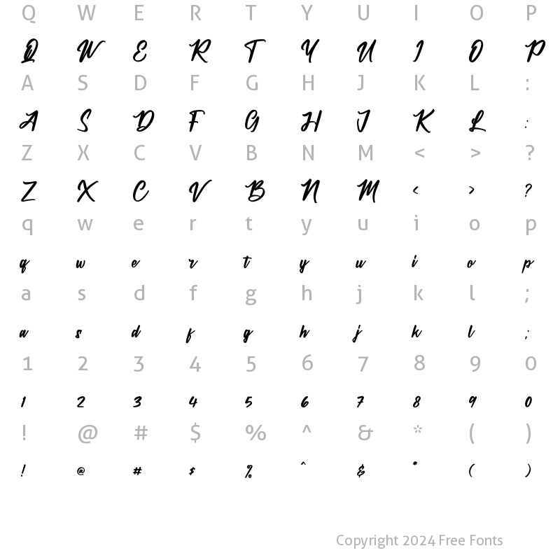 Character Map of The Cralington Signature Regular