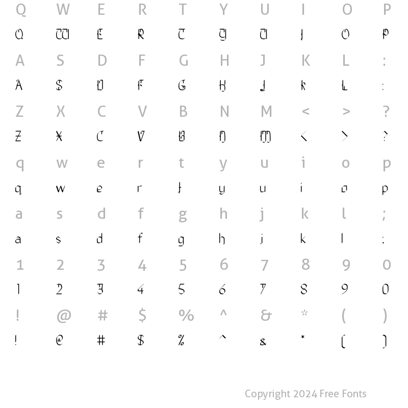 Character Map of The Daily Blah Regular