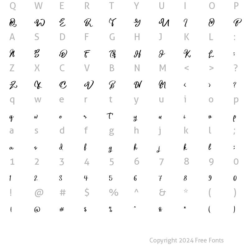 Character Map of The Englands Regular