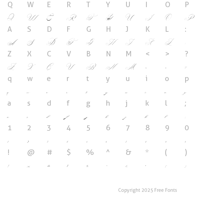 Character Map of The Fanedai Regular
