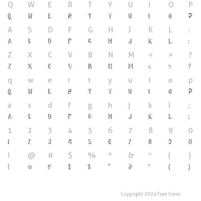 Character Map of The Florest Deco Outline Regular