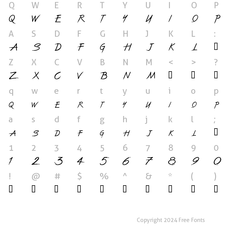 Character Map of The Font With No Name Regular