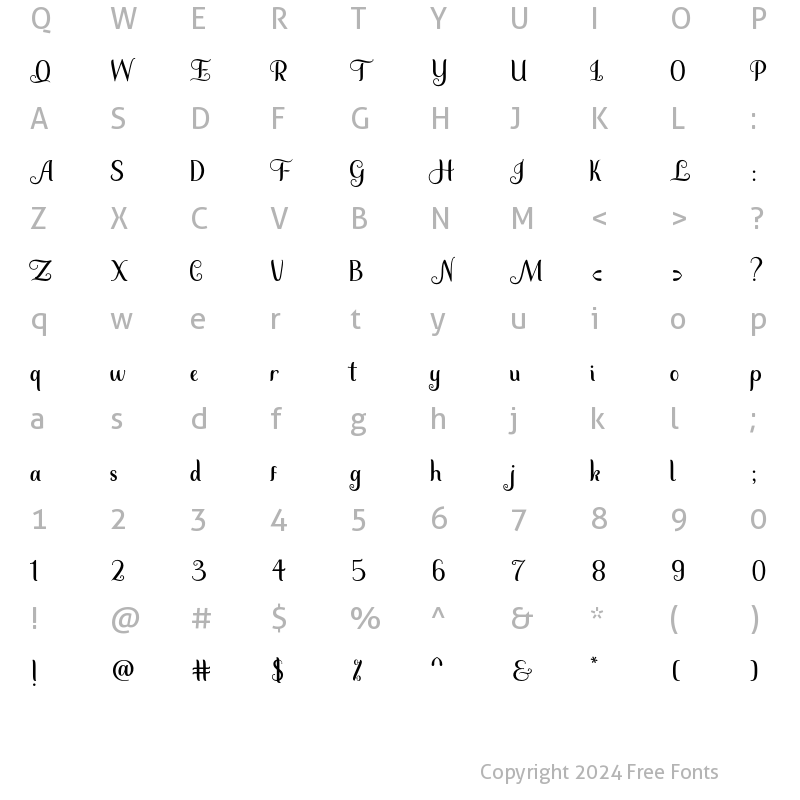 Character Map of The Glisten Sans Regular