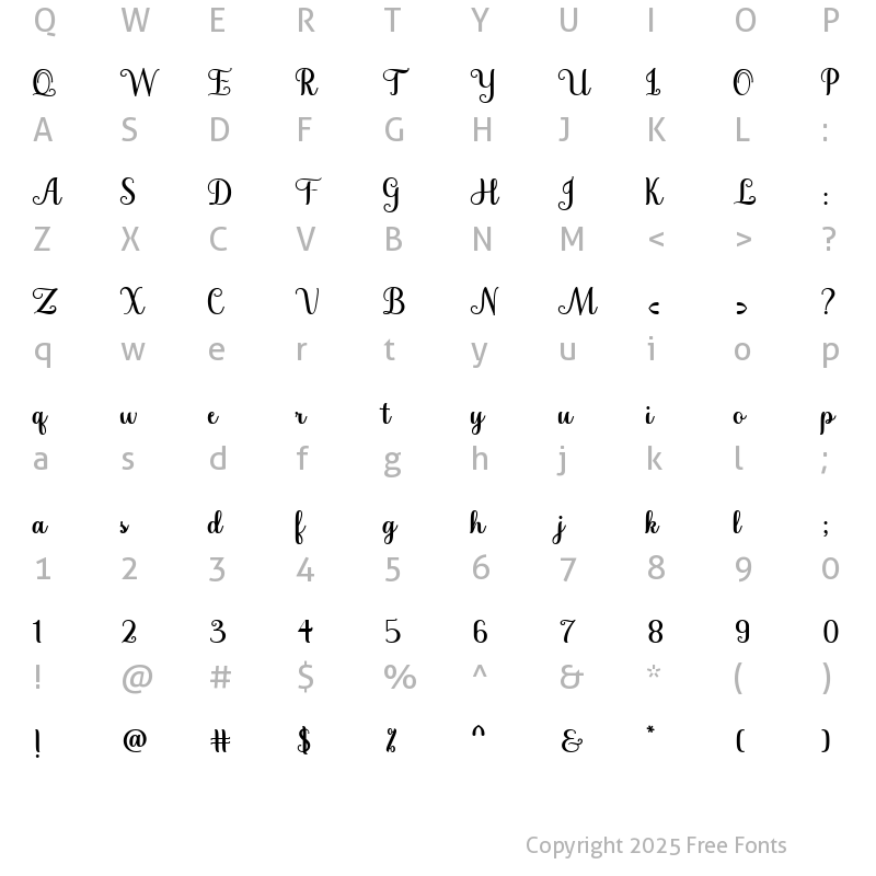 Character Map of The Glisten Script Bold Regular