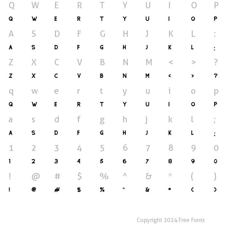 Character Map of THE GRENHIL Regular