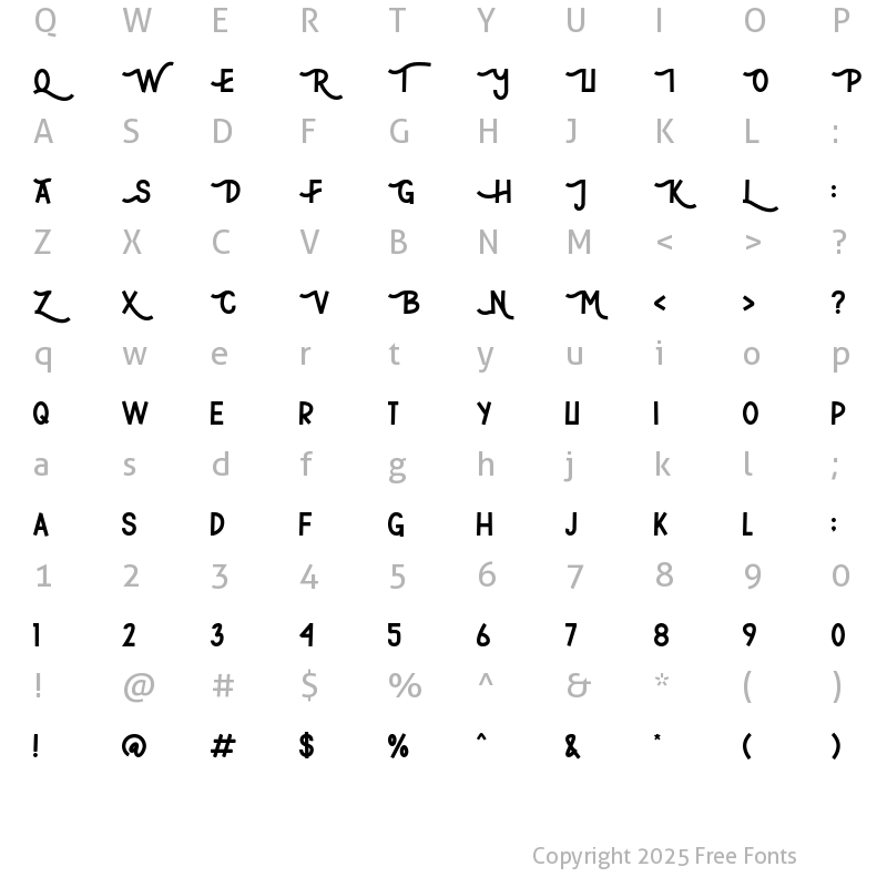 Character Map of The Growqins Regular