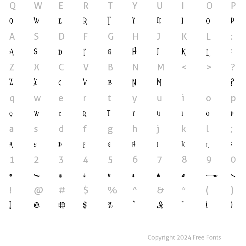 Character Map of The Hallow Regular