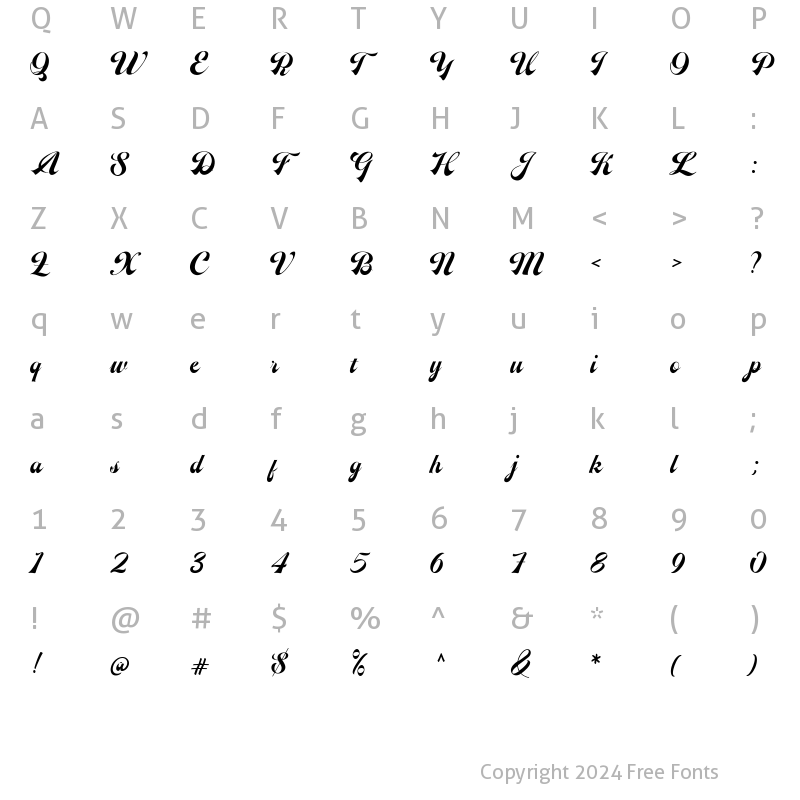 Character Map of The Herera Regular