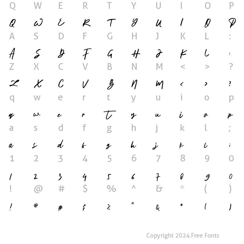 Character Map of The Horizontal Regular