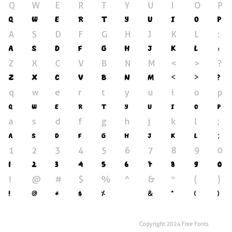 Character Map of THE JACK MARRON Regular