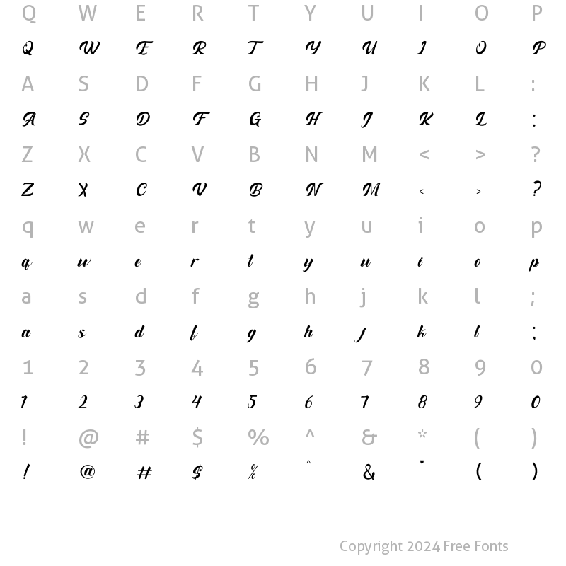 Character Map of The Knight Regular