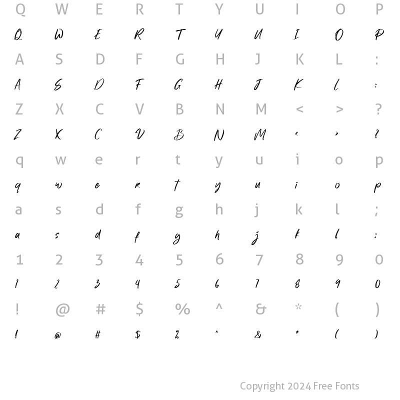 Character Map of The Knitter Regular