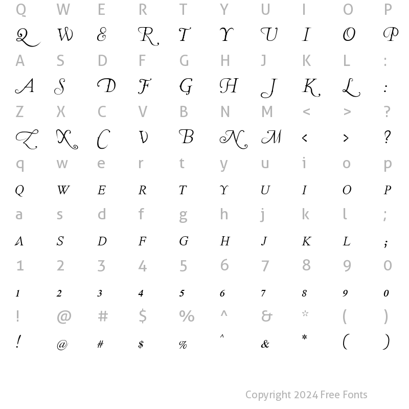 Character Map of The Last Font I'm Wasting On You Italic