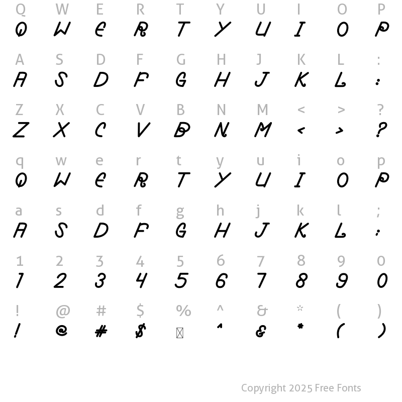 Character Map of The Maenstream Regular