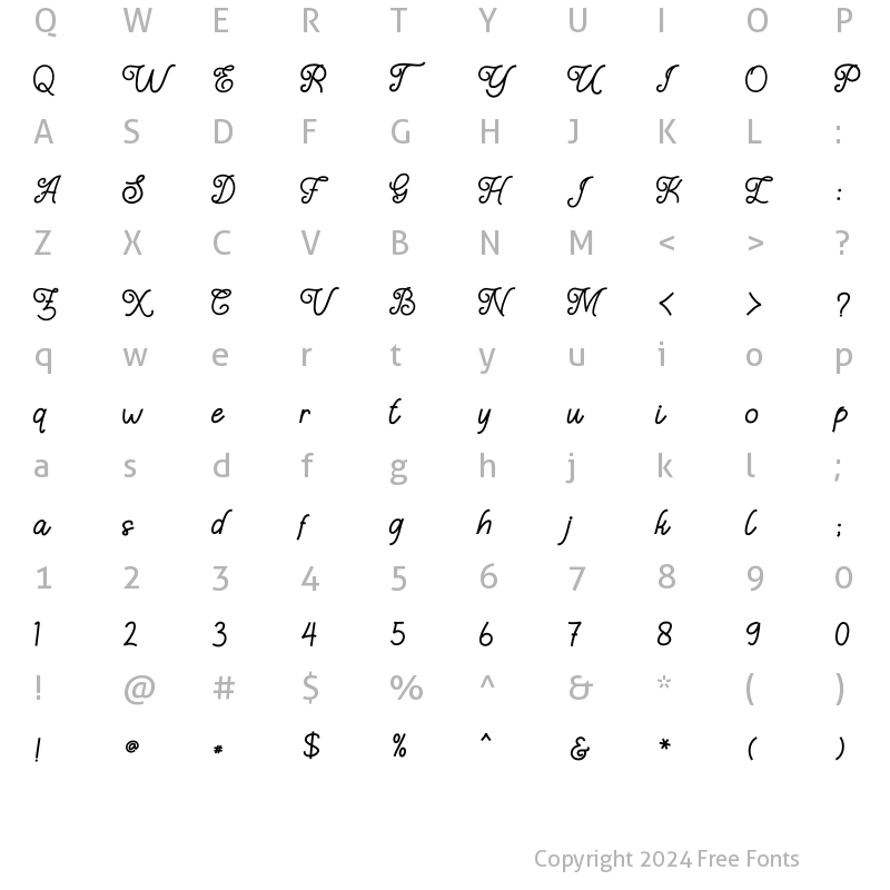 Character Map of The Manaline Font Regular